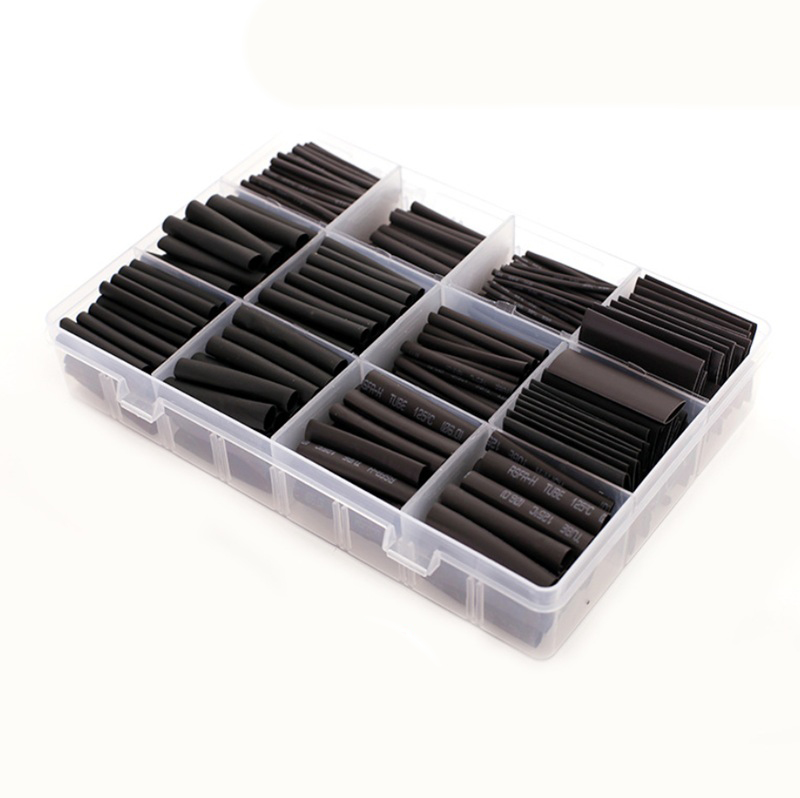 625pcs Black boxed heat shrink tubing electronic DIY kit insulated polyolefin sheathed shrink tubing cables and cables tube