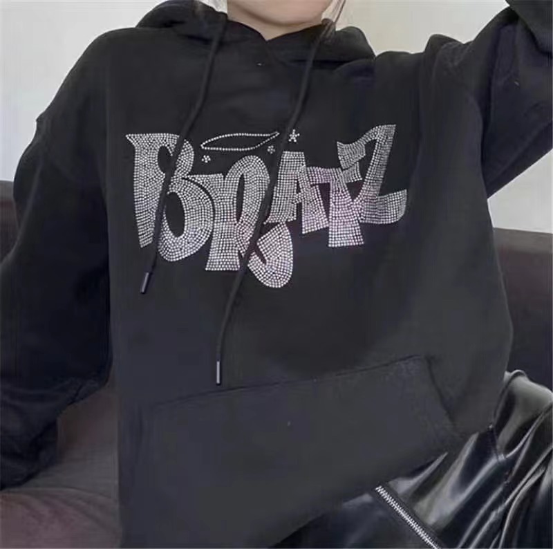 Hot-fix English Font Words clear Crystal Heart Transfers Designs Iron on Rhinestones for T-shirts