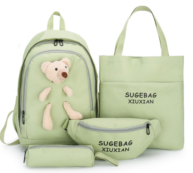 Wholesale 4pcs set Outdoor Bagpack Casual Kids Backpack Children Cute Canvas School Bags For Teenagers