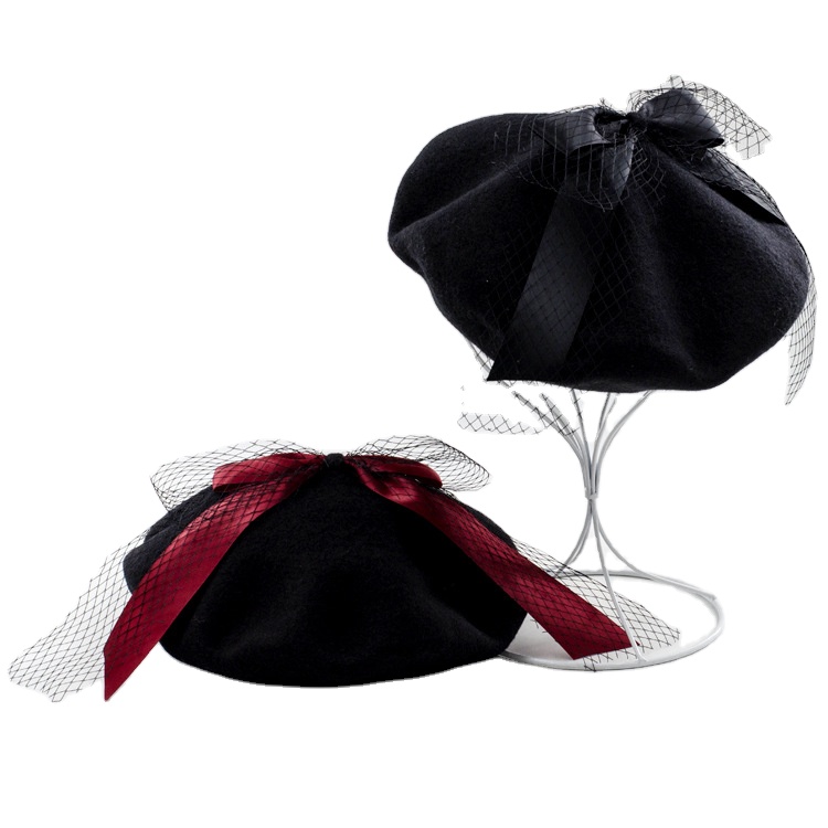 ins spring and summer casual simple breathable belt drawstring adjustable knit beret painter hat ladies bud
