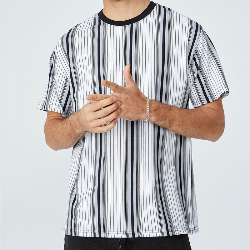 2022 Summer Hot Sales Turkey Original Design Custom Logo Arket Stripe O-Neck Men's Crazy Tee Shirt for Men