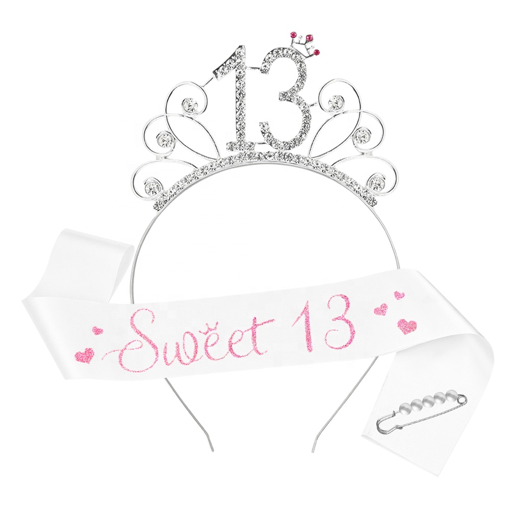 Hot Sale Pink Text White Sash and Tiara Birthday Party Decorations Supplies