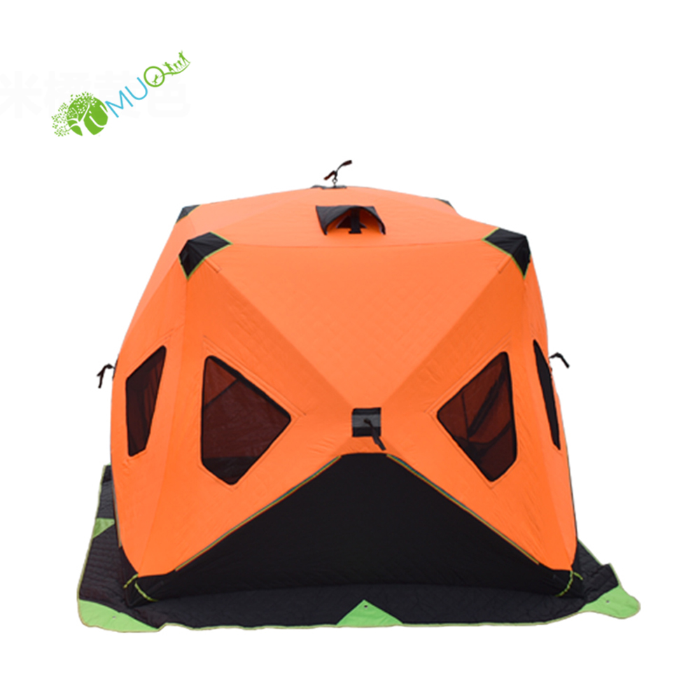 YumuQ 6.5' 200G 3 Person Thicken Quilted Ice Fishing Tent, Winter Waterproof Insulation Ice Cube Fishing Shelter For Outdoor