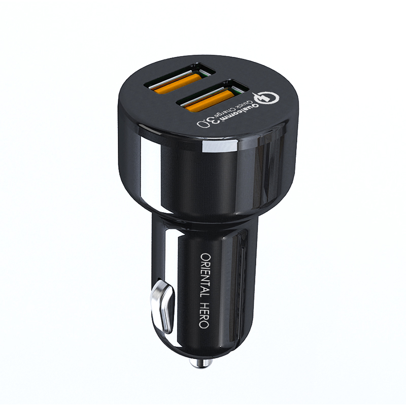 QC3.0 двойной USB-A быстрое зарядное устройство для автомобиля