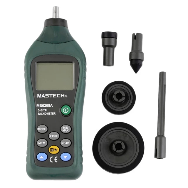 MASTECH MS6208A LCD Display Contact-type Digital Tachometer RPM Meter with Backlit and Rotation Spe