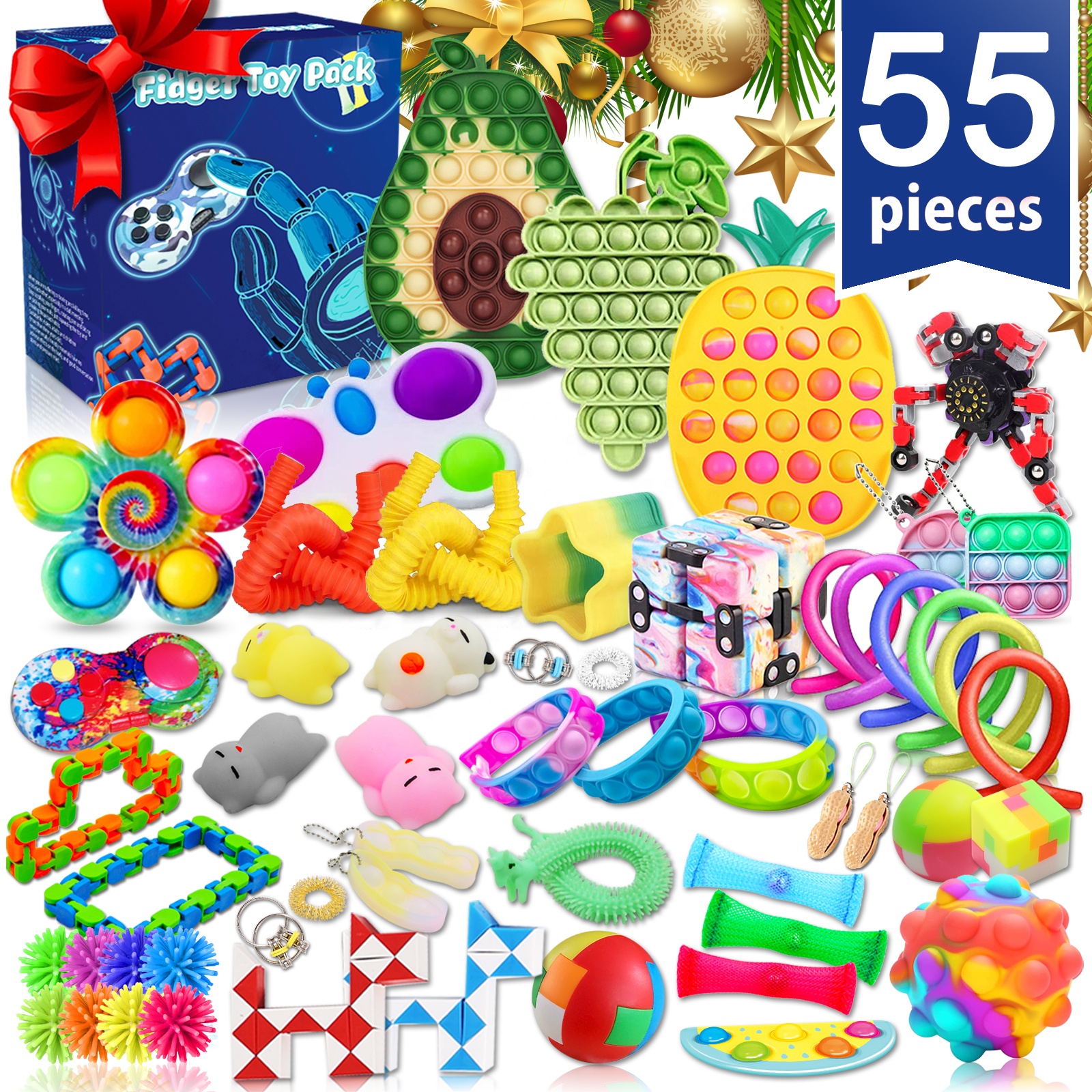 2023 Amazon Hot Selling 50 Pcs Anti Stress Squeeze Toys Sensory Christmas Fidget toys Pack Set Fidget Toy Advent Calendar