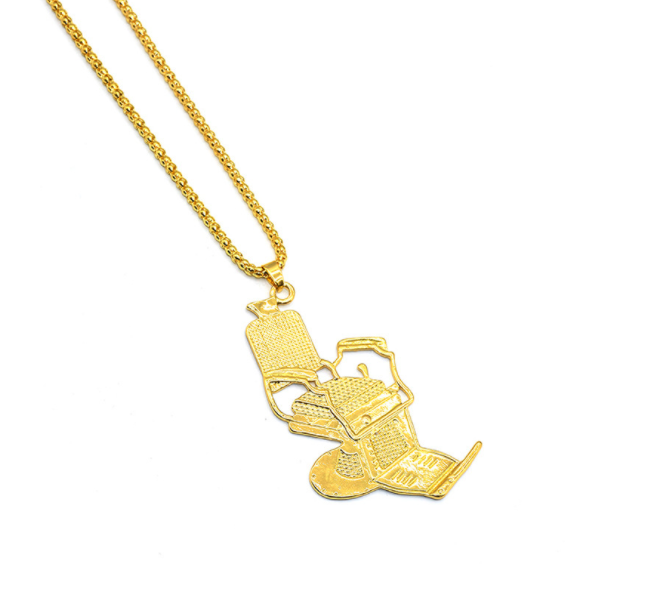 2021 New Hairdresser Necklace Barber Chair Shaped Metal Necklace Special jewelry Golden clavicle chain