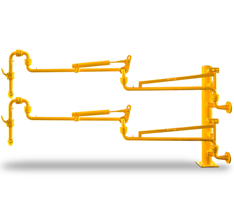 Fuel Tank Balanced folding loading and unloading arms with online monitoring of status for oil skid mounted filling system