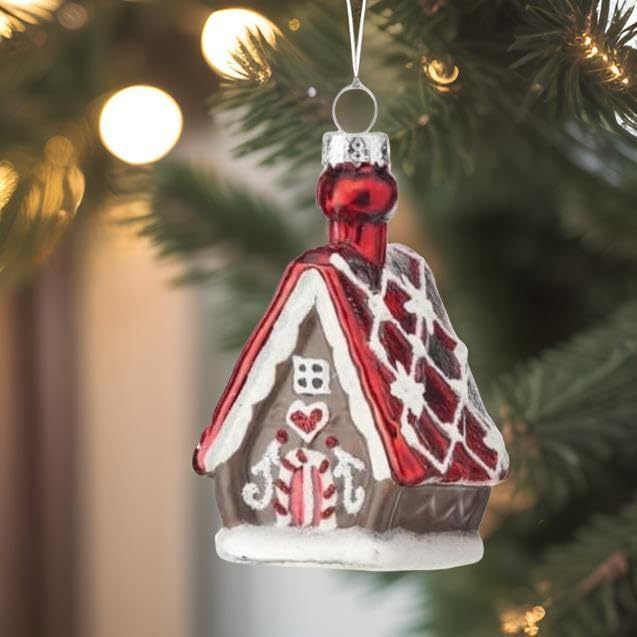 Xmas Cute Stereo Glass Gingerbread House Pendant Decorated Candy Party Holiday Dress up Supply Children's Day Gift Eco-friendly