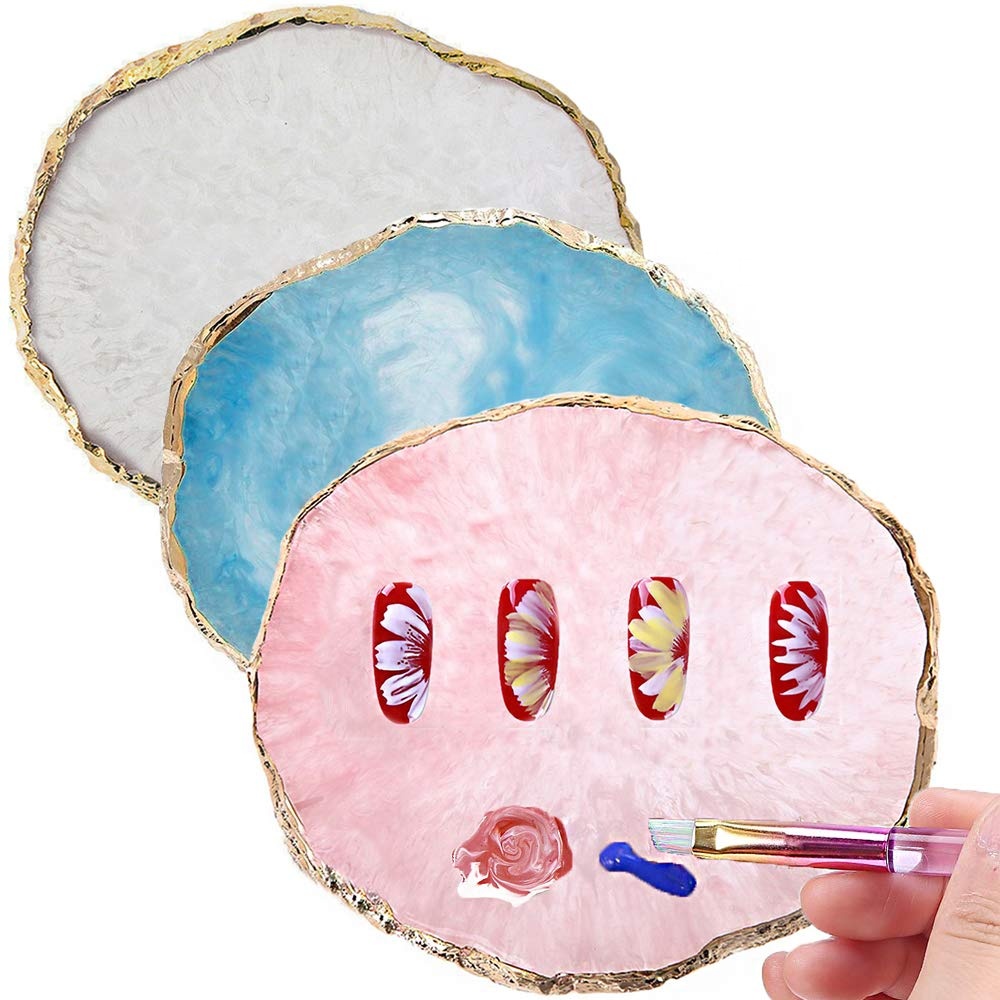 Hot Selling Round Shape Colorful Nail Palette Manicure Tools Crystal Resin Nail Art Display Board Nail Art Tools