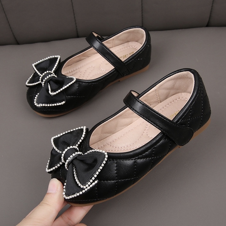 YK2539A Autumn girls princess shoes New bow soft sole leather shoes flat dress shoes for girl