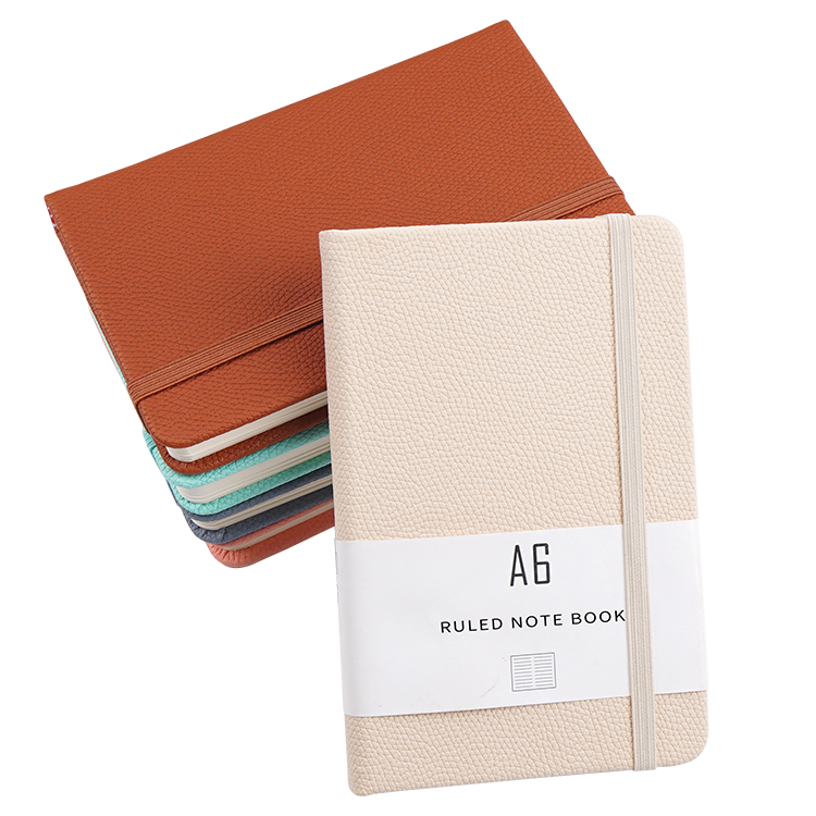 Custom pu leather a7 a6 notebook printing grid lined linen cover notebook