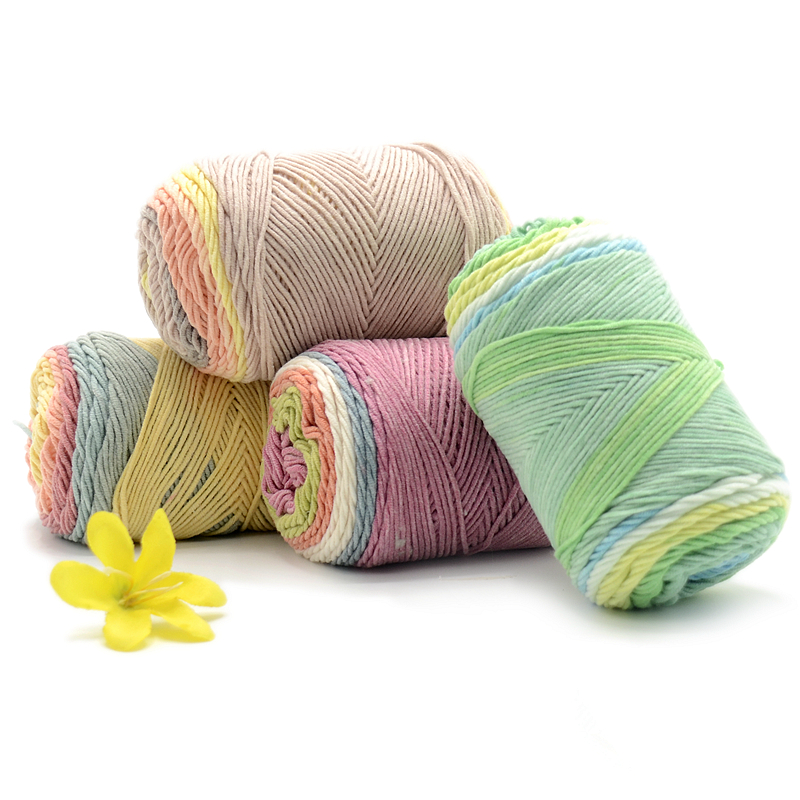 Wholesale 100G 5Ply Acrylic Ribbon Yarn In Crochet Rainbow Cotton Yarn