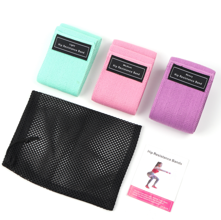 Fitness polyester cotton heavy fabric elastic resistance loop hip bands set