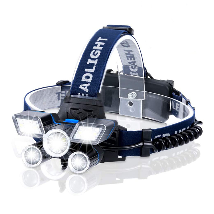 Red Blue White Light 9 Modes Headlamp L2 T6 LED Headlight USB Rechargeable Head Light with Tail Warning Light Waterproof
