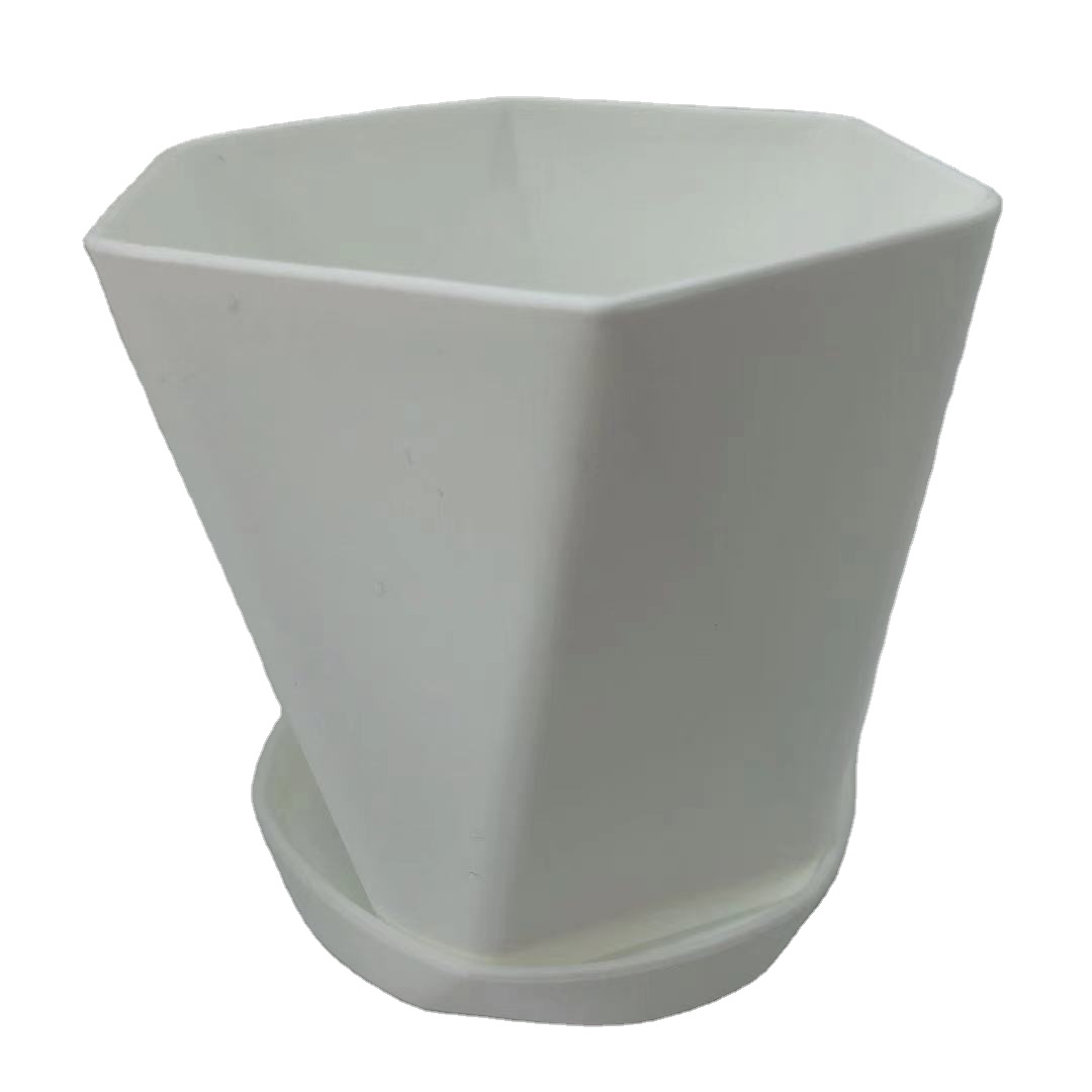 5 inch Plastic Planters with Saucers Modern Decorative Garden plant pots