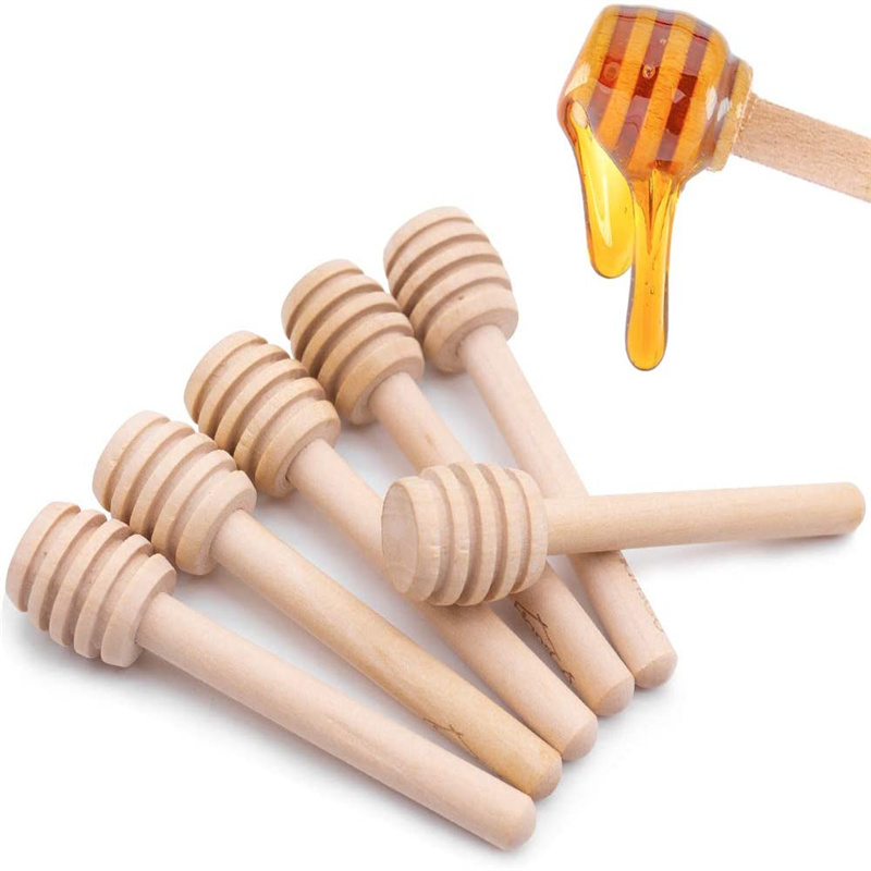 Canister Unfinished Wood Crafts Spoon Bar Stir Mixing Spoon Honey Wooden Dipper For Drizzling