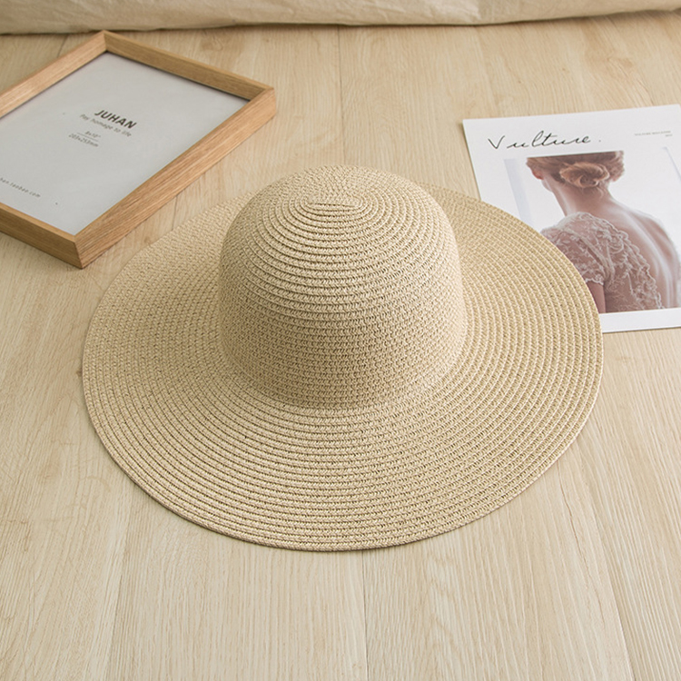 2021 new fashion lady beautiful straw hat plain summer beach hat flap top sun hat