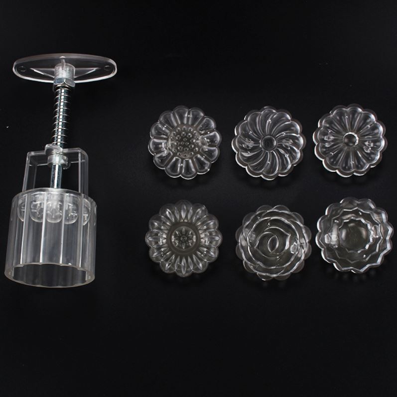 6pcs/set Mooncake Mold Moon Cake Cookie Mould Cutter Hand Pressure Baking Tools