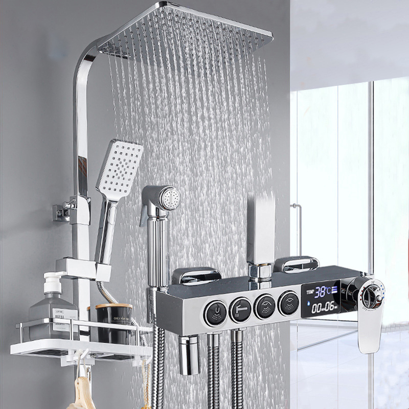 Chrome Black Thermostatic Digital Display Shower Sink Faucet Bathroom Faucet Bathtub Showers Sets Mixer Bidet Faucet Hydropower