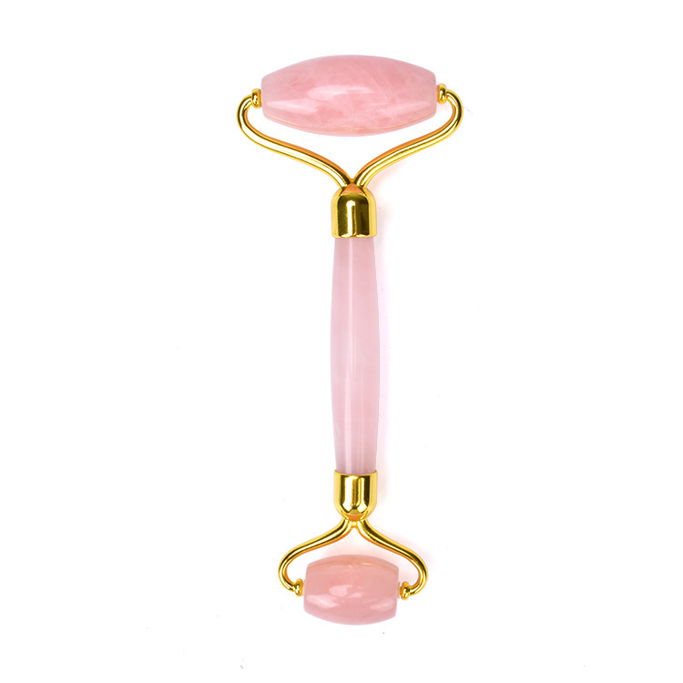 Best price HanHe handed rose quartz jade roller gua sha beauty facial massage rose jade roller for face with box