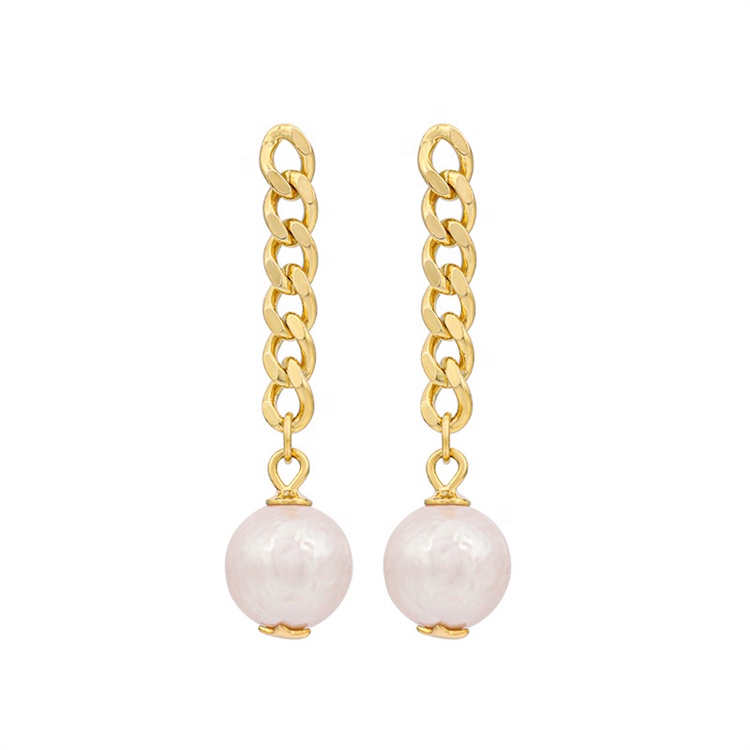Female Trend Baroque Freshwater Real Pearl Long Chain Earrings 925 Sterling Silver 18K Gold Plated Earrings For Women