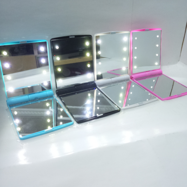 8 шт. LED лампа, складное макияжное зеркало, легко носить с собой мини косметическое зеркало со светодиодной подсветкой