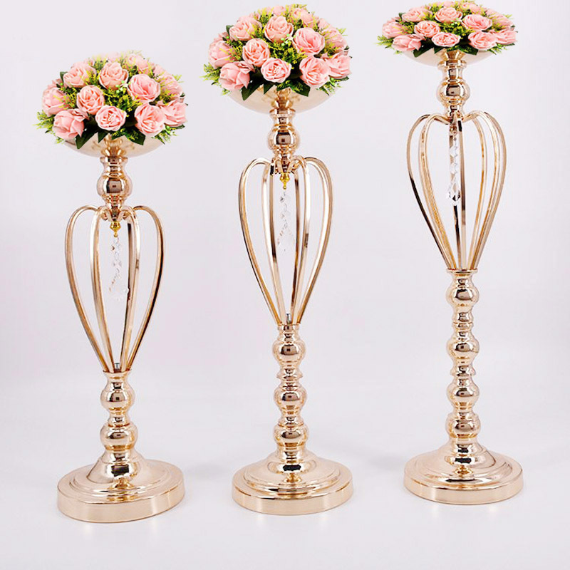 Wedding Props Flower Road Lead Iron Flower Vase Stand Wedding Table Centerpieces Decoration Event Party Stage Decor