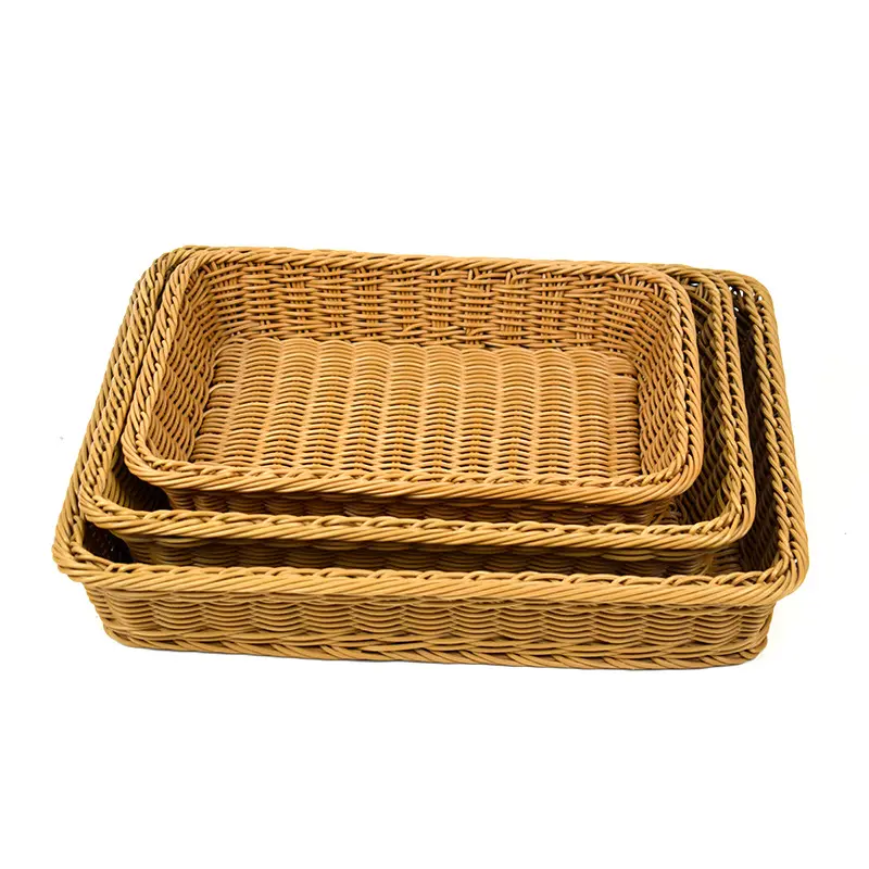 Wholesale High Quality Hand-Woven Rattan Storage Tray Bread Fruit Food basket