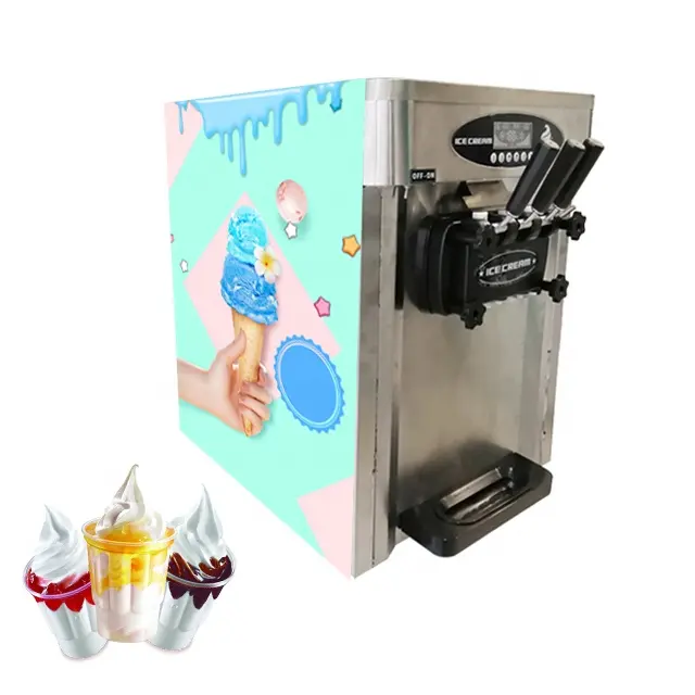 Counter Table Top 2+1 Mixed Flavor Soft Ice Cream Machine