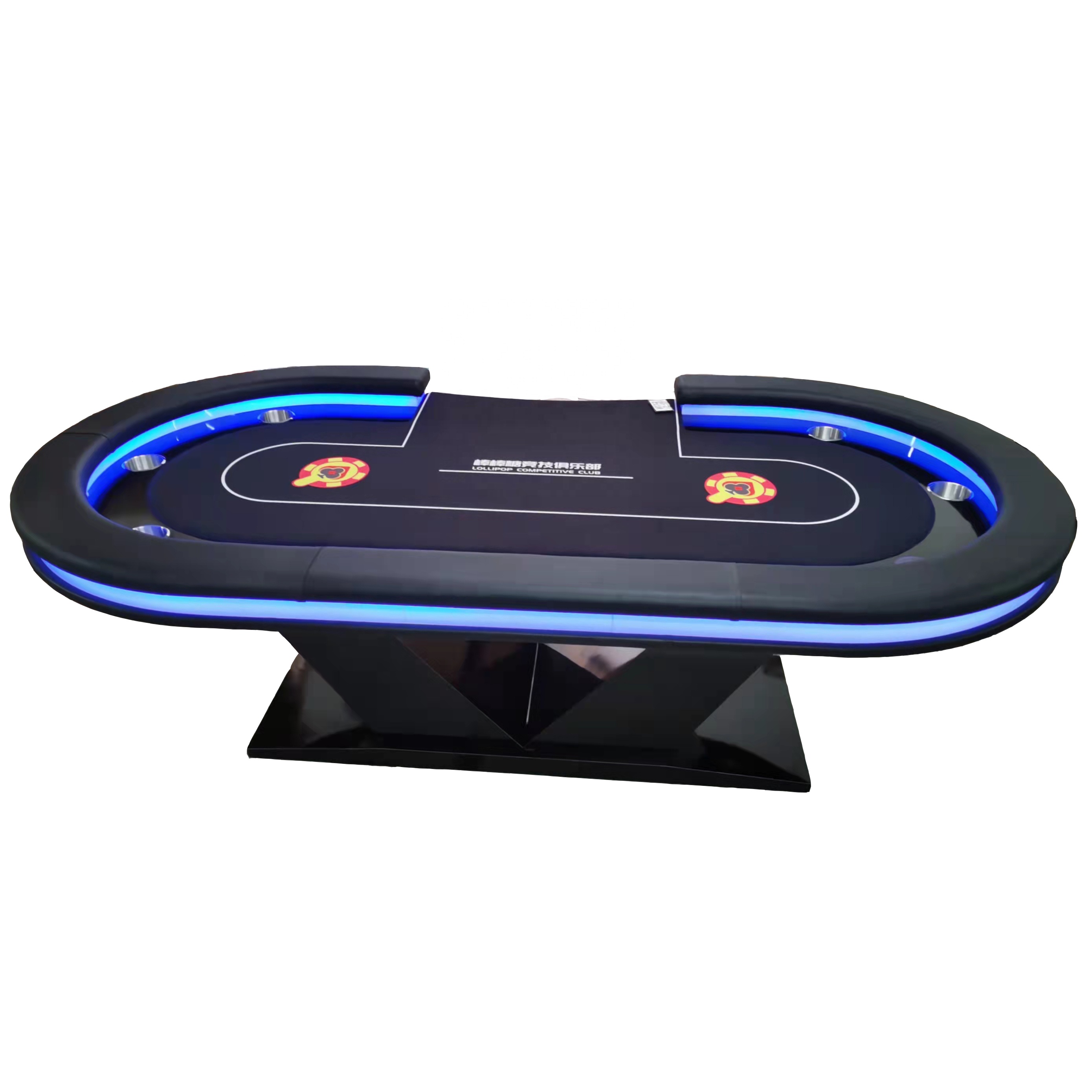 96 Inch Luxury LED Poker Table Removable Custom Casino Table V Shape Leg Gamgbling gaming table