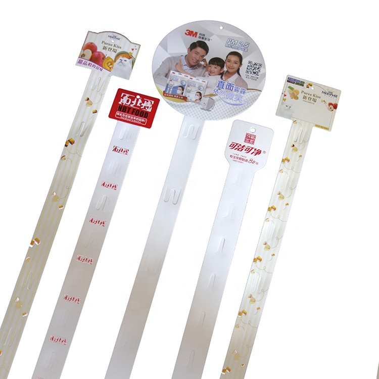 Customized design clip hanging strip pp plastic hanging hook strip white poster clip for snacks