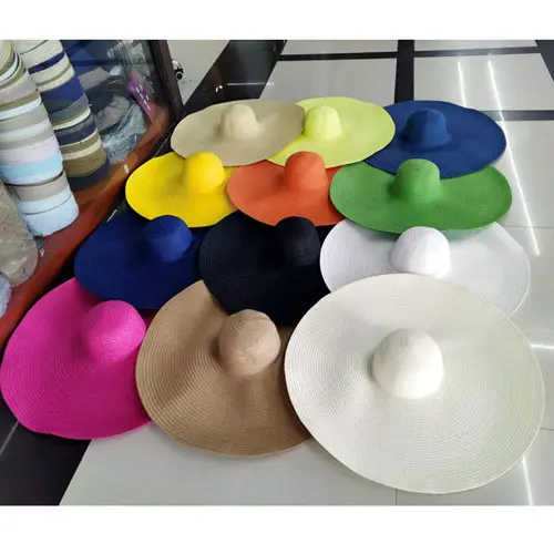 New Solid Color Floppy Straw Hat 70cm Beach Oversize Straw Hat