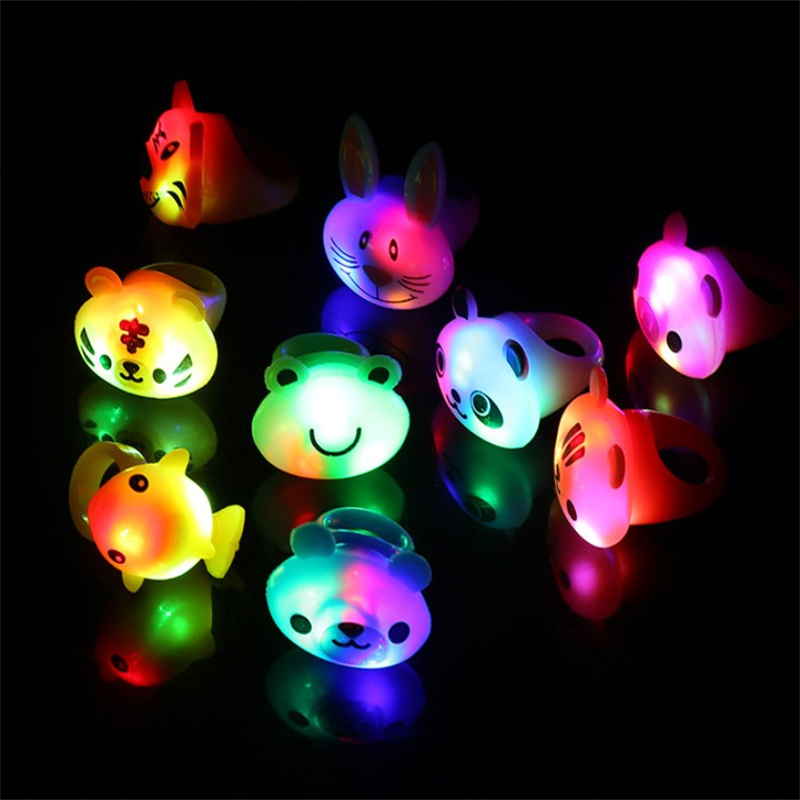 soft animals styles silicone ring flash fluorescent lamp LED lamp ring finger jelly rings Children toys