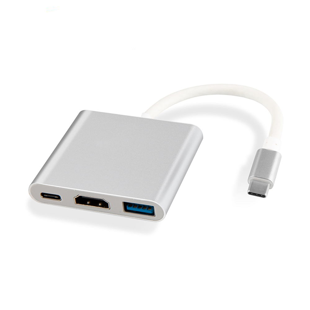 3 в 1 Алюминиевый Многофункциональный Usb 3.0 4K Hd_Mi адаптер для ноутбука с 3 портами Usb C концентратор для зарядки