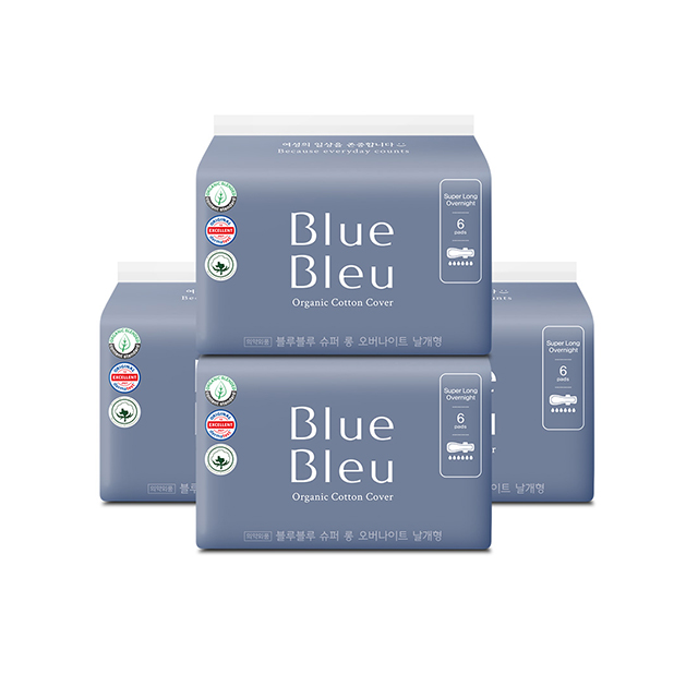 Wholesale Menstrual Pads BlueBleu Organic Cotton Cover Sanitary Pads Menstrual Napkin SuerLong Overnight made in Korea