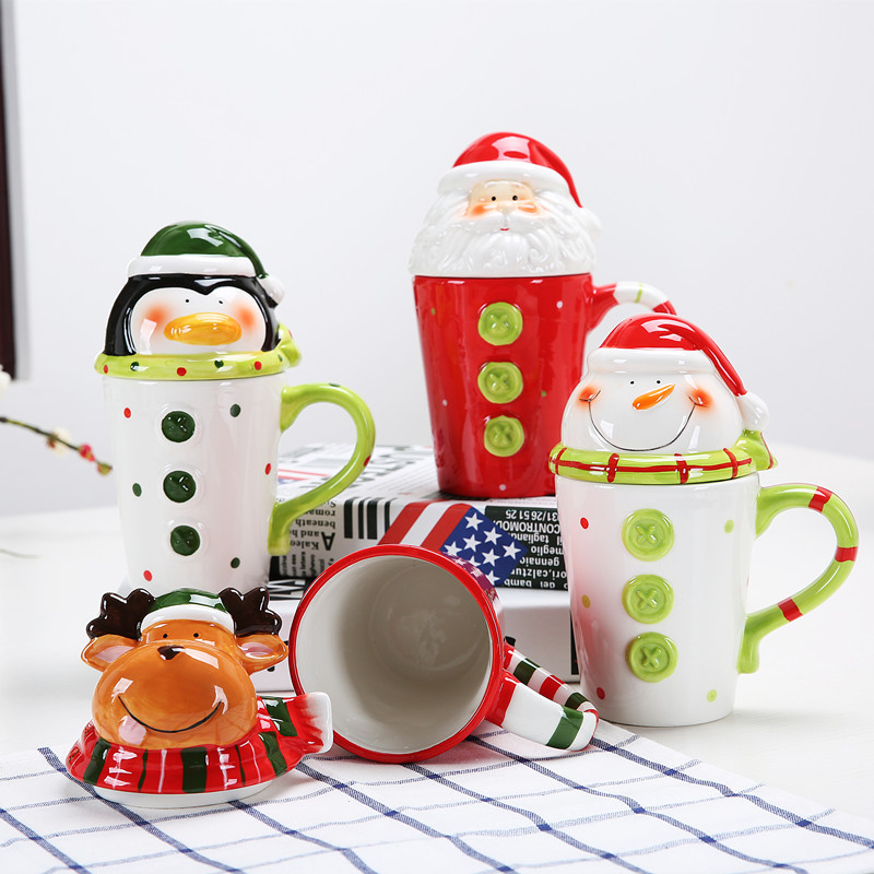 Feiyou wholesale children Christmas creativity 3D cartoon sublimation ceramic juice mug with handle