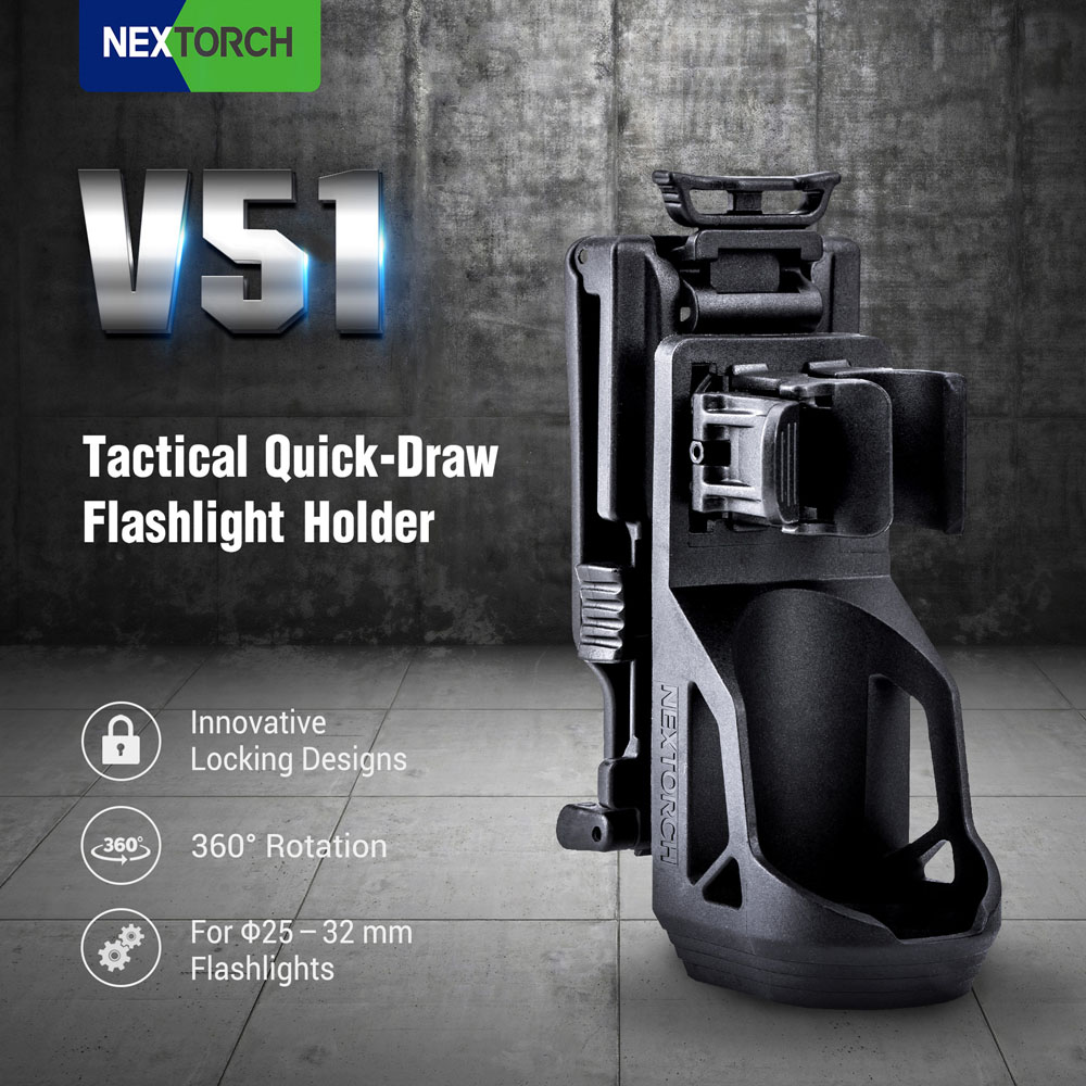 Вращающаяся на 360 градусов кобура для фонарика Nextorch V51, Полицейская тактическая кобура, держатель для фонарика для военного ремня