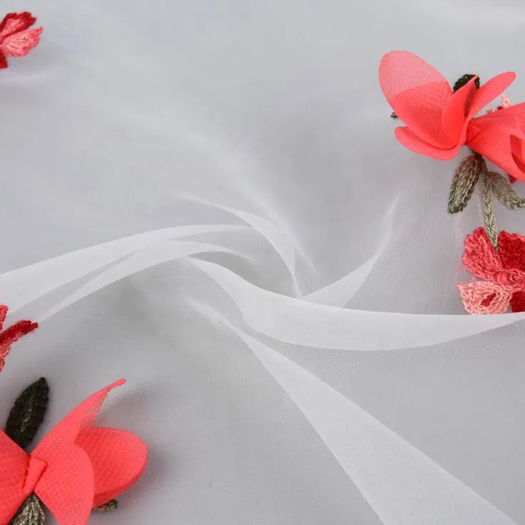 3d flower textiles stock apparel organza fabric wedding stock fabrics shaoxing