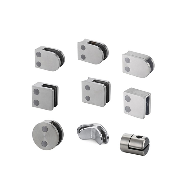 Italian design balcony railings stainless steel black glass clamp dual sided d-clamp glass
