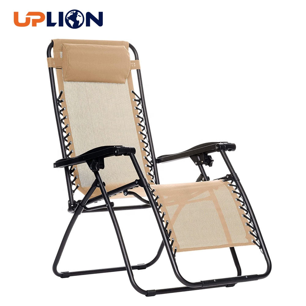 Uplion Amazon Basics Teslin Adjustable Zero Gravity outdoor Folding footrest lounge chair Reclining Lounge Chair with Pillow