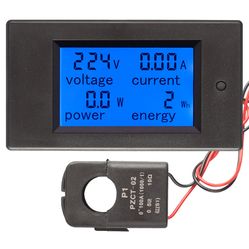 100A AC 80-260V Digital Volt Watt Meter Energy Meter Watt Voltage Power Watt Meter Power Energy Voltmeter LCD Panel with CT