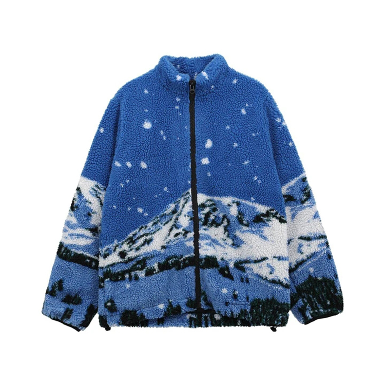DiZNEW Sherpa, оптовая продажа, уличная одежда, мужская жаккардовая флисовая куртка с логотипом на заказ