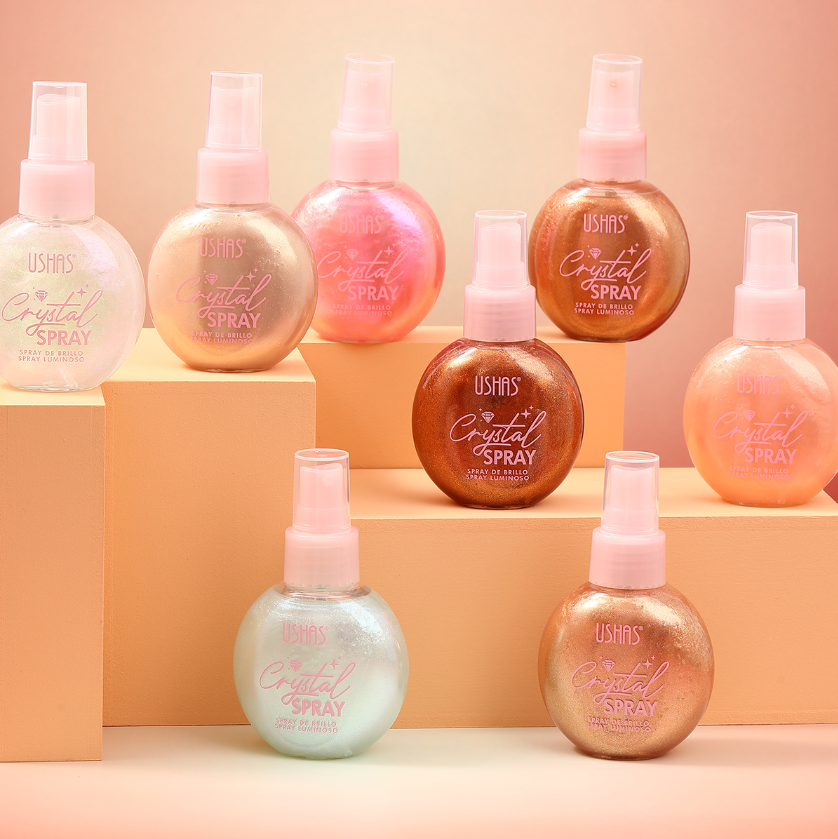 Private Label Face and Body Vegan Body Oil Glow Mist Shimmer Glitter Liquid Highlighter Makeup Spray Body Glitter