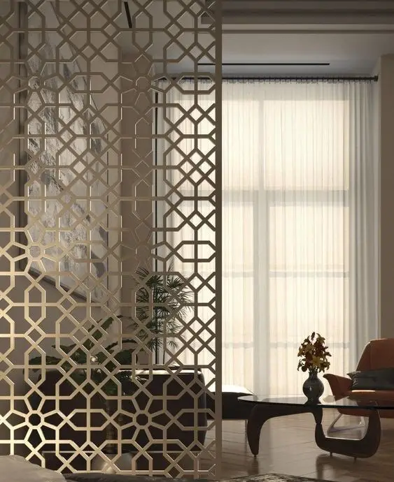 Modern Interior Design Stainless Steel Laser Cut Room Divider Decorative Metal Partition Screen Panel