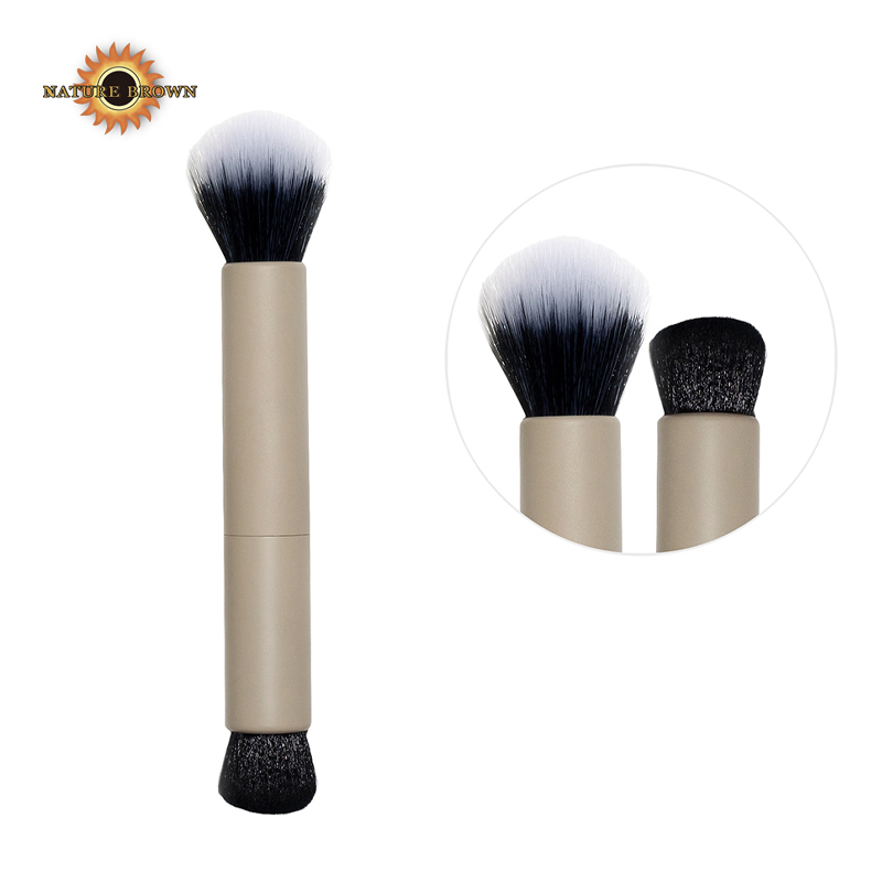 High Quality Customized Advanced Face Both Powder Liquid Foundation Application Double Ended Two Head Makeup Brush