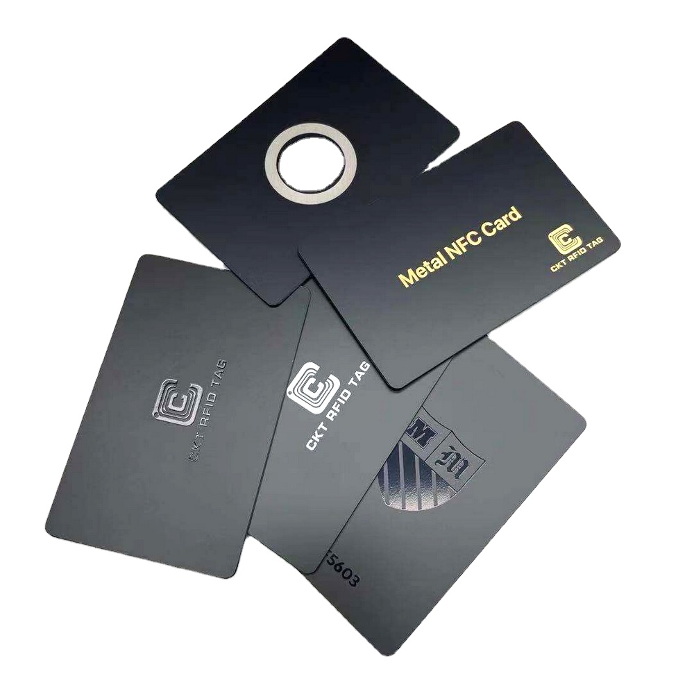 Matt Black plated Stainless steel Metal NFC Business Cards with custom logo