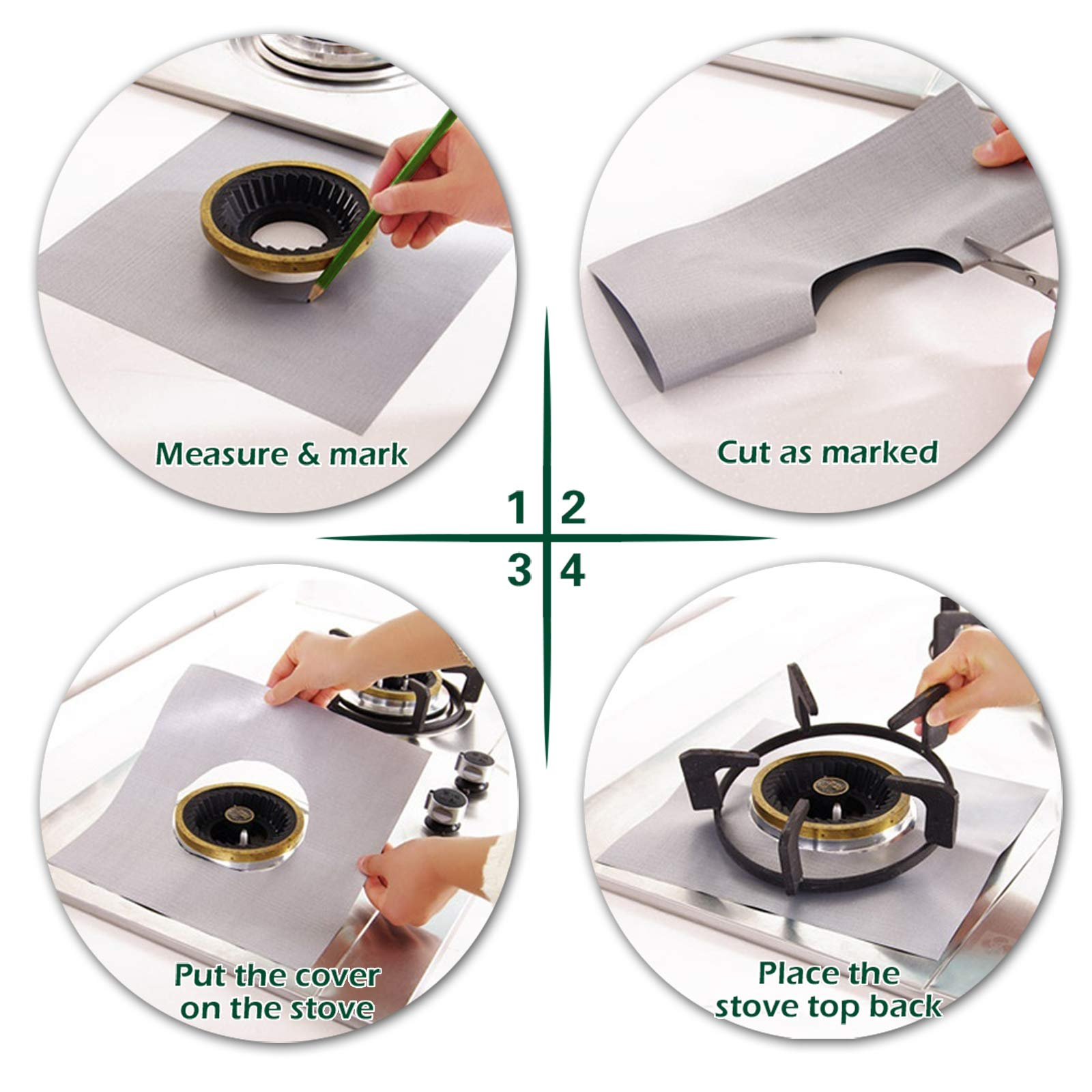 PTFE Gas Range Protectors Black Gas Stove Burner Covers Stove Top Liner