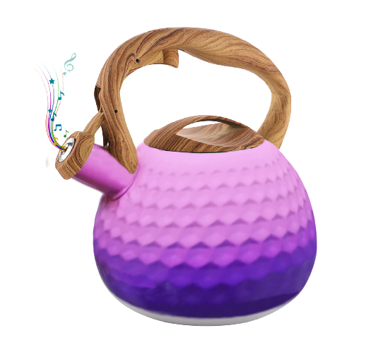 Ceramic Coating Gradual Color with Wooden Handel Electric And Gas Stovetop Stainless Steel Kettle Tea Pot Whistling Kettle