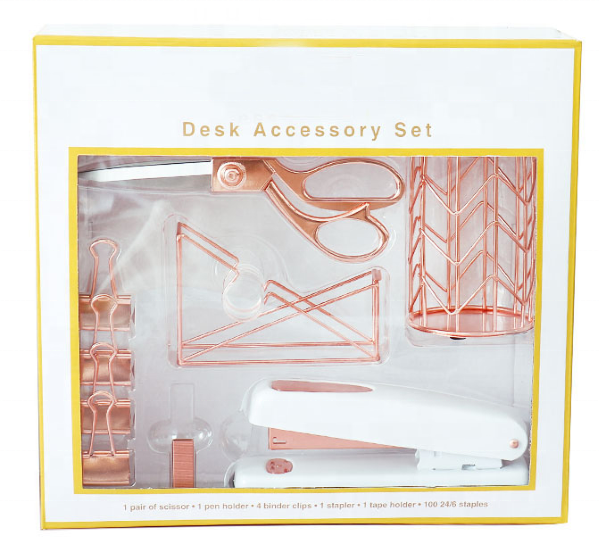 Back to School Gold and rose gold 6 pcs desk accessory set